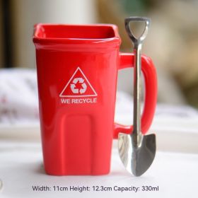 Square Trash Can Ceramic Mug (Option: Red-301 To 400ml)