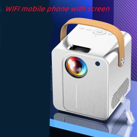 Portable Handheld Projector Multimedia Digital Gaming Projector Smart Movie Beame (Option: White WIFI with screen US)