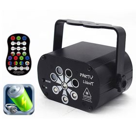 New LED Stage Light Laser Projector Disco Lamp With Voice Control Sound Party Lights For Home DJ Laser Show Party Lamp (Option: Black-US power wire)