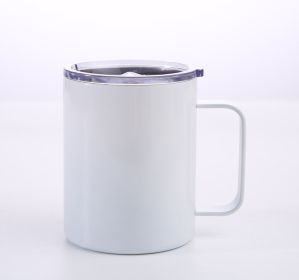 Simple Solid Color Stainless Steel Mug Cup Handle Cup (Option: Sublimation White-12oz)