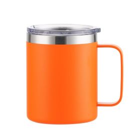 Simple Solid Color Stainless Steel Mug Cup Handle Cup (Option: Spray Plastic Orange-12oz)