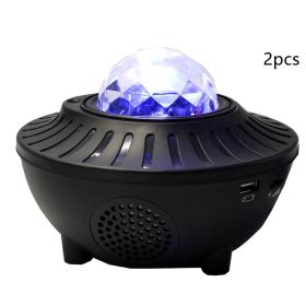 led bluetooth music projector light (Option: 2pcs Black)