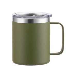 Simple Solid Color Stainless Steel Mug Cup Handle Cup (Option: Spray Plastic Army Green-12oz)