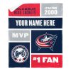 [Personalization Only] OFFICIAL NHL Colorblock Personalized Silk Touch Sherpa Throw Blanket - Columbus Blue Jackets