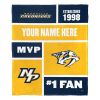 [Personalization Only] OFFICIAL NHL Colorblock Personalized Silk Touch Sherpa Throw Blanket - Nashville Predators