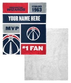 [Personalization Only] OFFICIAL NBA Colorblock Silk Touch Sherpa Throw Blanket - Washington Wizards (Type: Personalization Only)