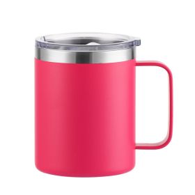 Simple Solid Color Stainless Steel Mug Cup Handle Cup (Option: Spray Deep Powder-14oz)