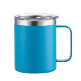 Simple Solid Color Stainless Steel Mug Cup Handle Cup (Option: Spray Plastic Sky Blue-16oz)